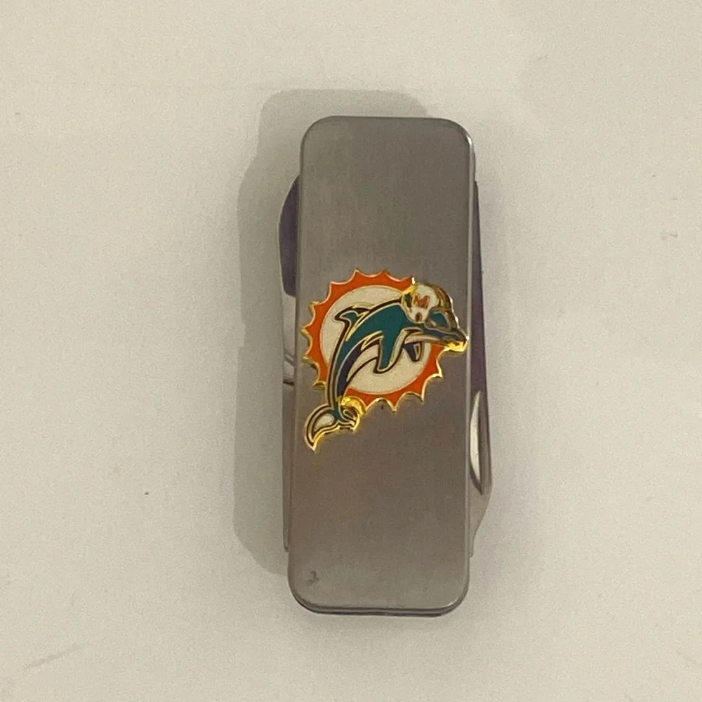 Miami Dolphins classic logo stainless steel multi-tool money clip